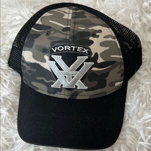 Vortex Camo and Black Trucker Hat